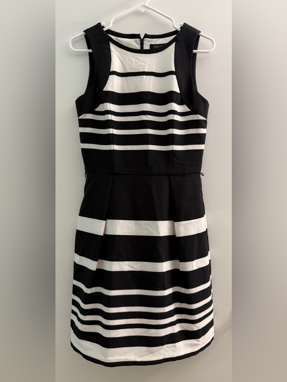 White House Black Market Black and White Striped Midi Dress